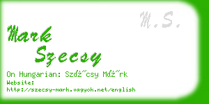 mark szecsy business card